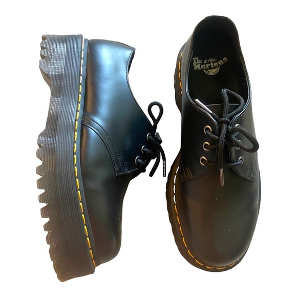 Dr. Martens Shoes - Dr. Marten 1461 Quad Platform Oxford Lace Up Low Top Sz 10 Black Smooth Leather